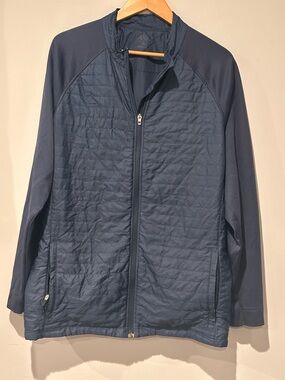VUGA Jacket Mens Medium Blue Full Zip Lightweight Quilted Hybrid Stretch